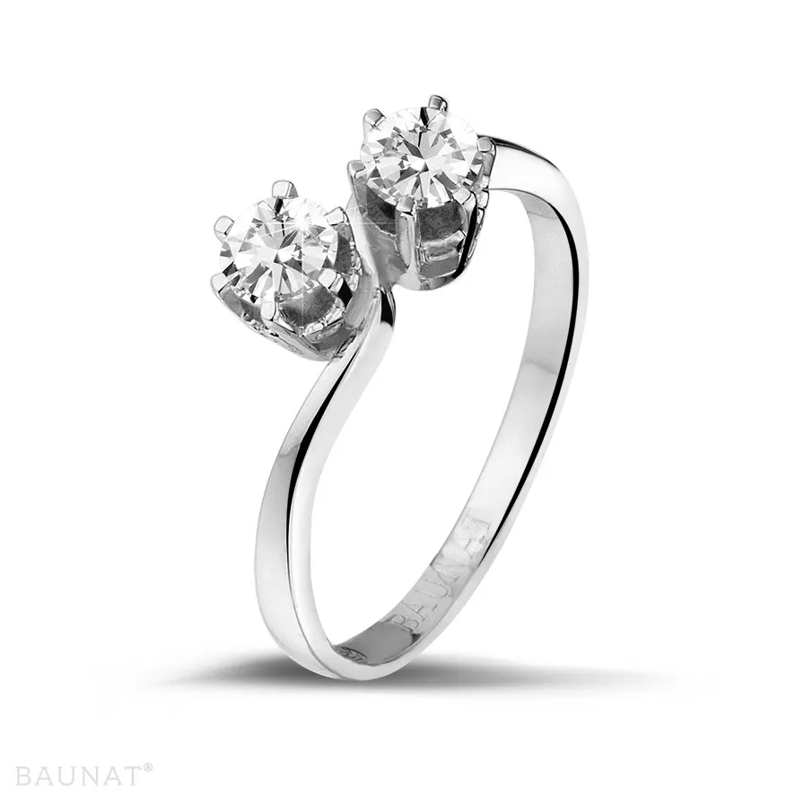 0.50 quilates anillo diamante Toi et Moi en platino 