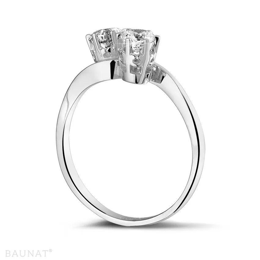 0.50 quilates anillo diamante Toi et Moi en platino 