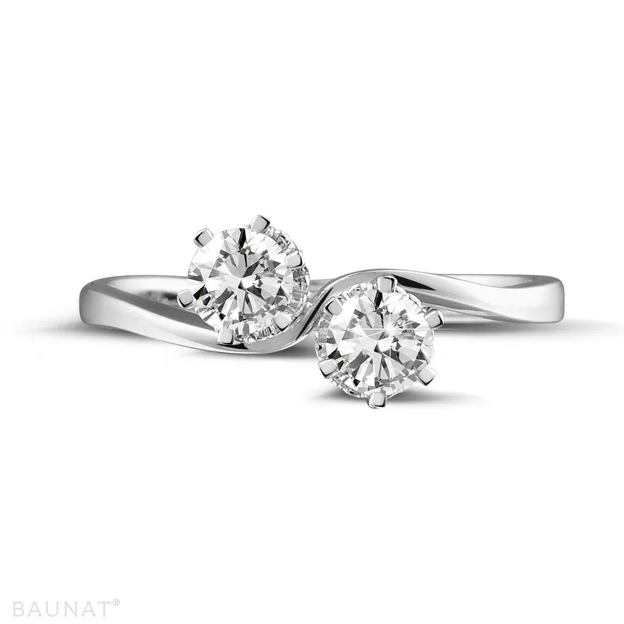 0.50 quilates anillo diamante Toi et Moi en platino 
