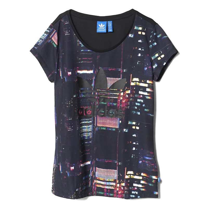 Adidas Originals Camiseta Mujer Trefoil Printed (negro multicolor)