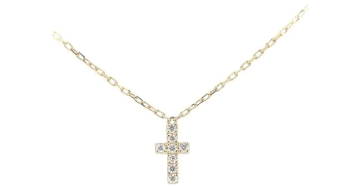 & Other Stories Collar cruz de diamantes AHKAH de segunda mano 0.05ct K18YG en excelente estado Dorado 