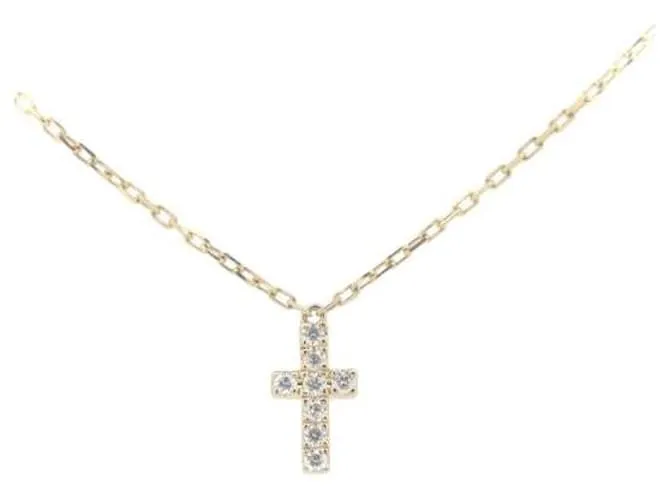& Other Stories Collar cruz de diamantes AHKAH de segunda mano 0.05ct K18YG en excelente estado Dorado 