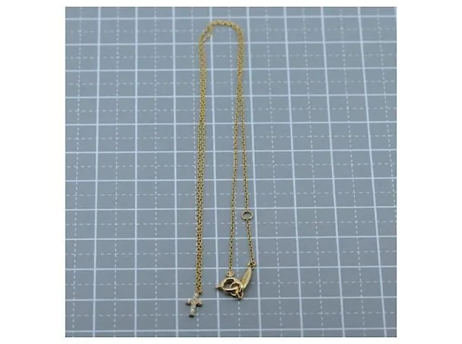 & Other Stories Collar cruz de diamantes AHKAH de segunda mano 0.05ct K18YG en excelente estado Dorado 