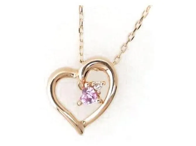 & Other Stories Collar de piedras preciosas con motivo de corazón en oro rosa K10PG en excelente estado 
