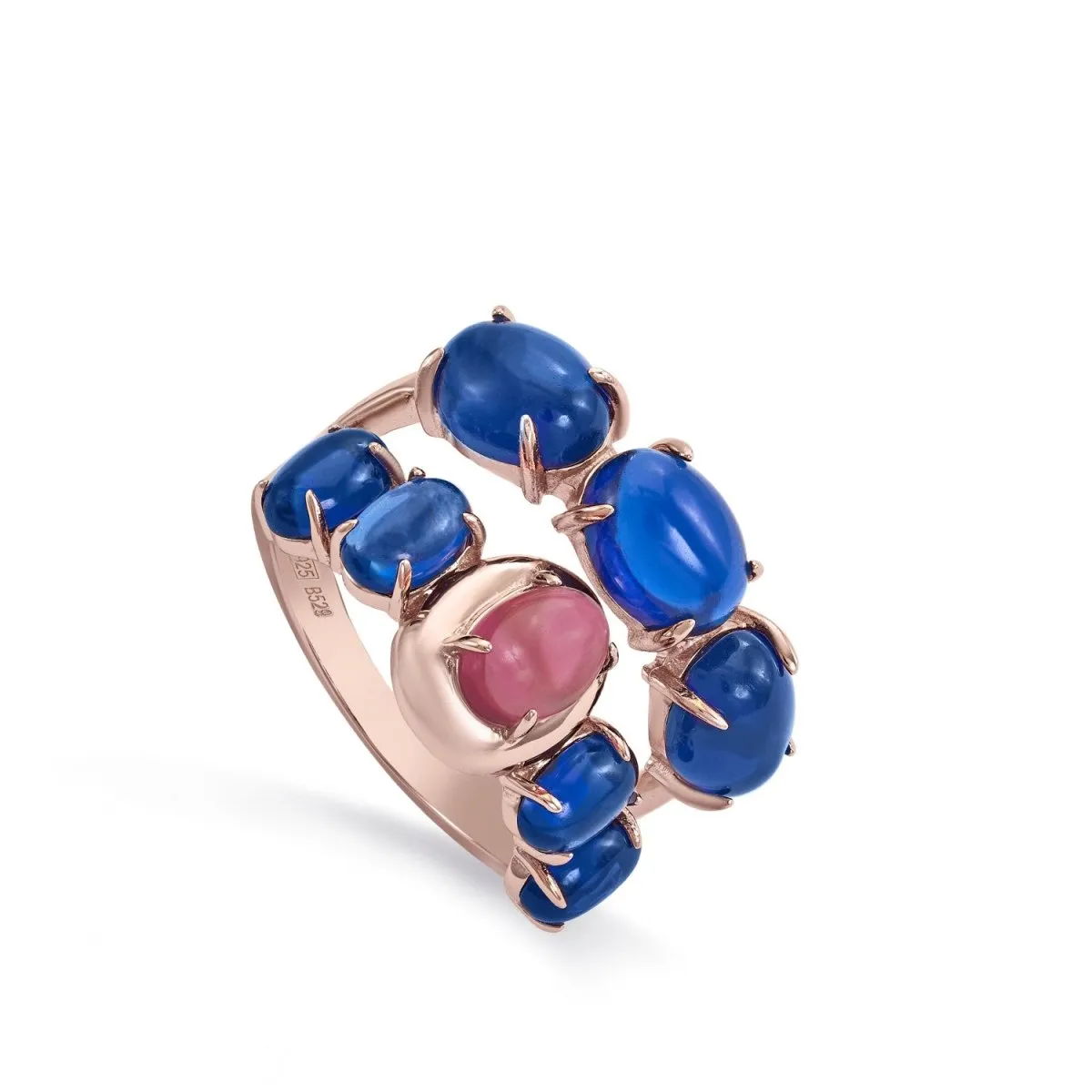 Anillos con piedras azurita y circonitas