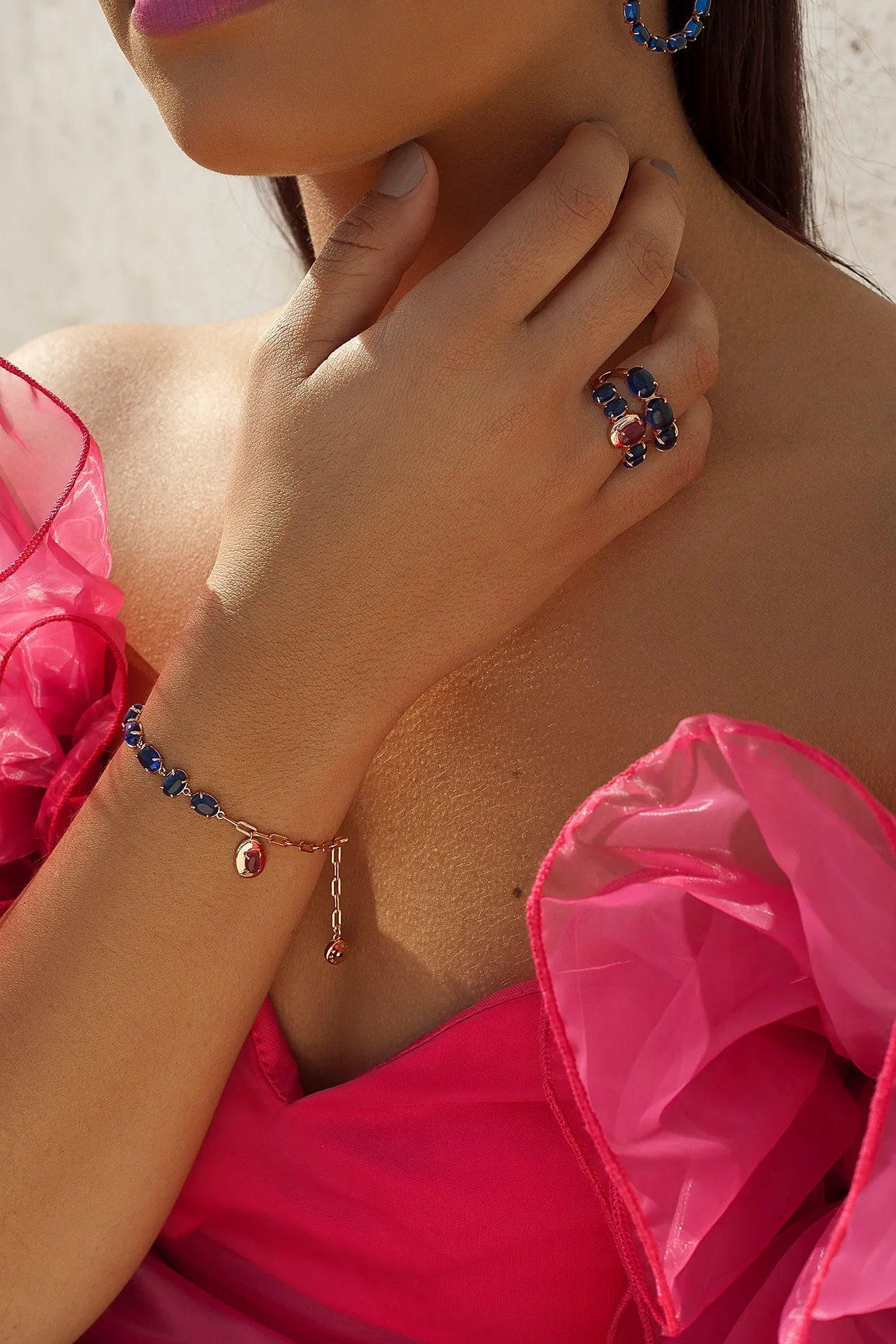 Anillos con piedras azurita y circonitas