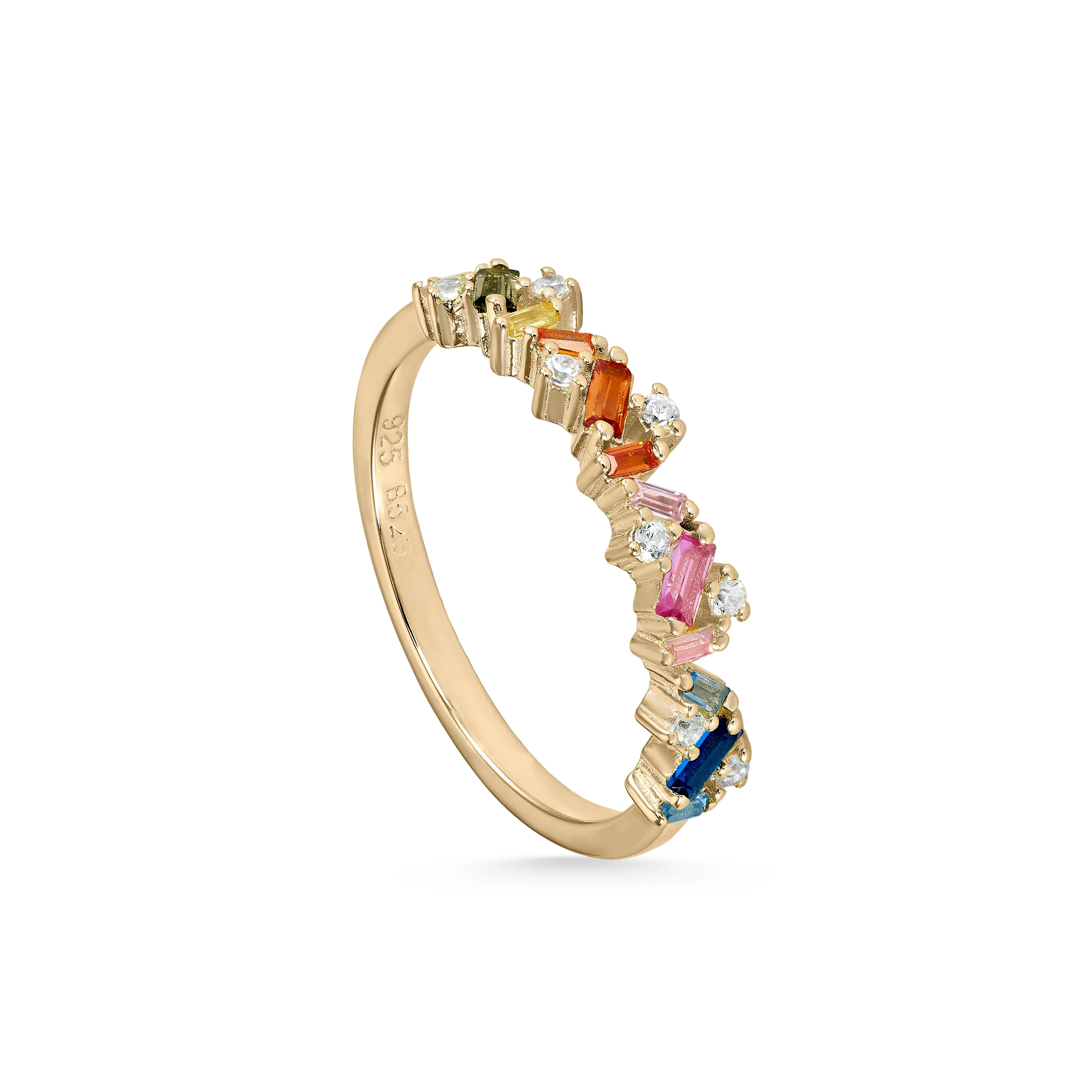 Anillos con piedras banda multicolor combinada