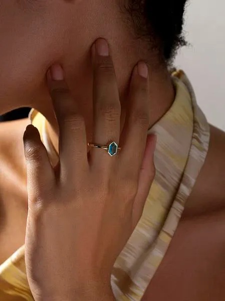 Anillos con piedras bao dorado tono aguamarina