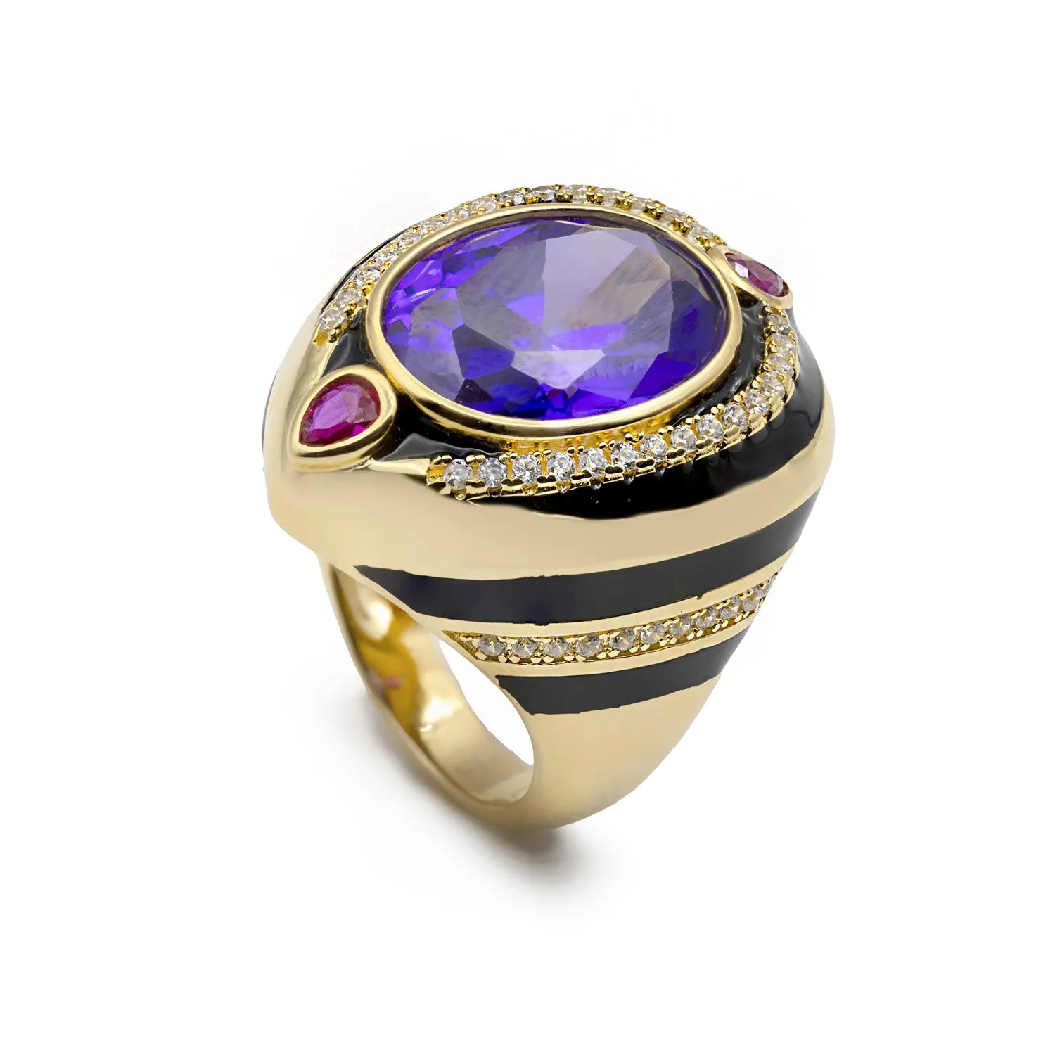 Anillos con piedras de colores en tono amatista