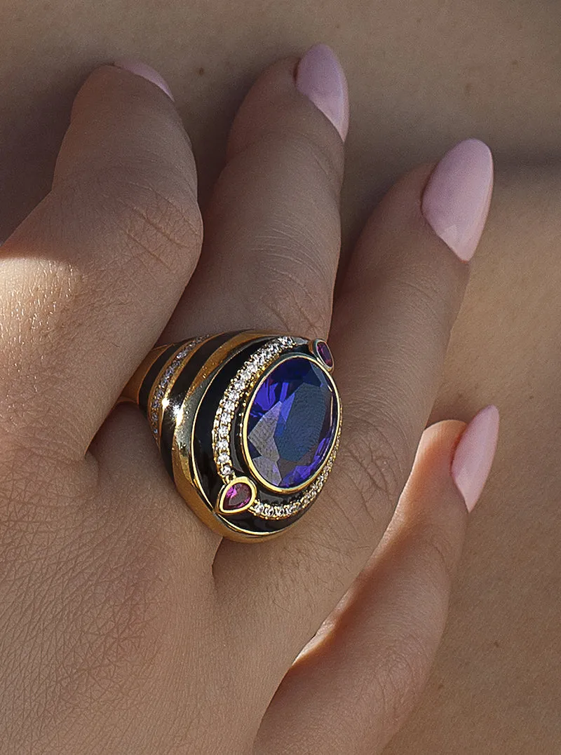 Anillos con piedras de colores en tono amatista