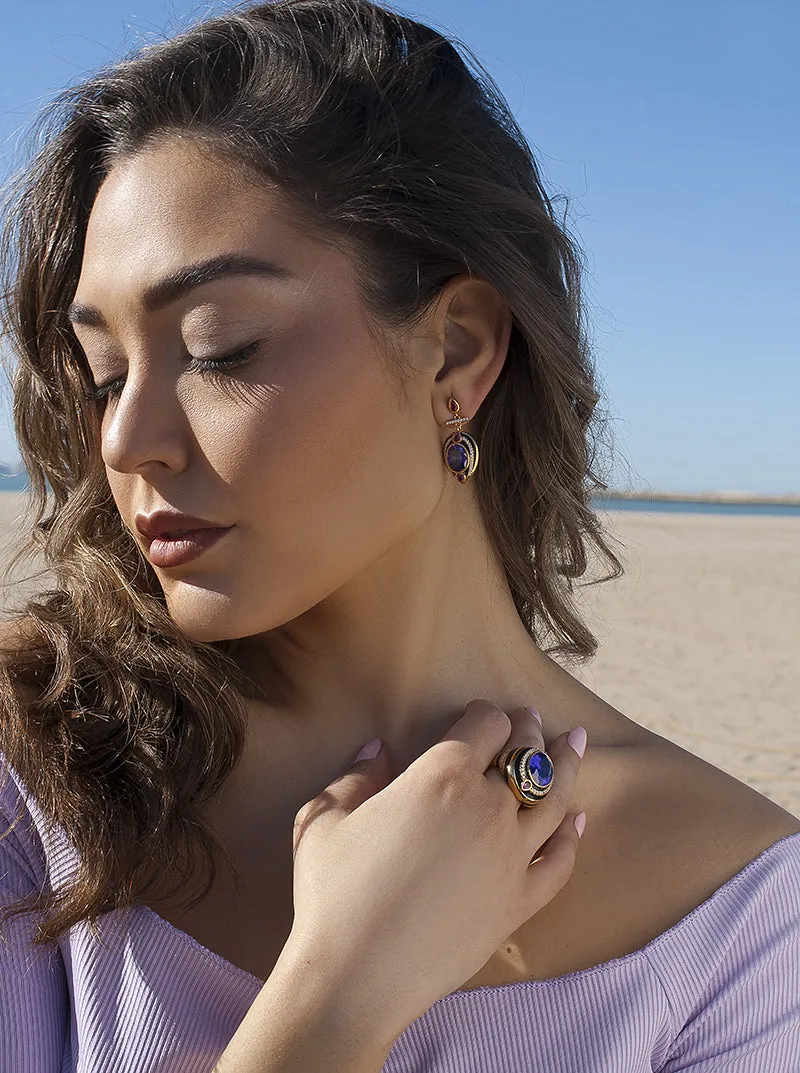 Anillos con piedras de colores en tono amatista