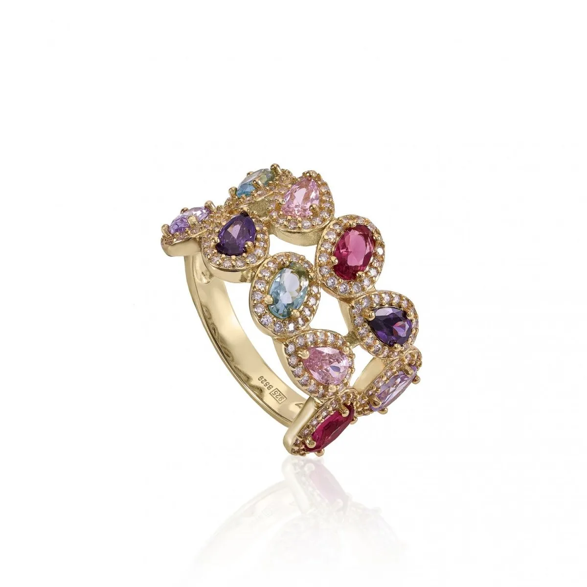 Anillos con piedras de colores multi forma con circonitas