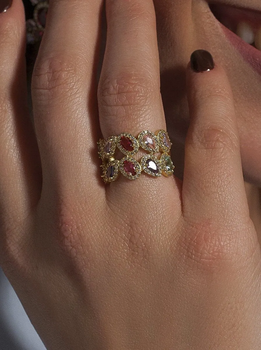 Anillos con piedras de colores multi forma con circonitas