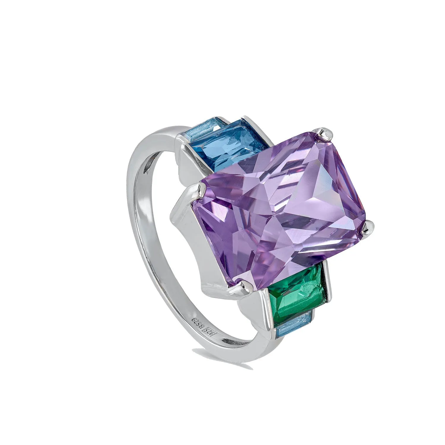 Anillos con piedras de colores tono lavanda