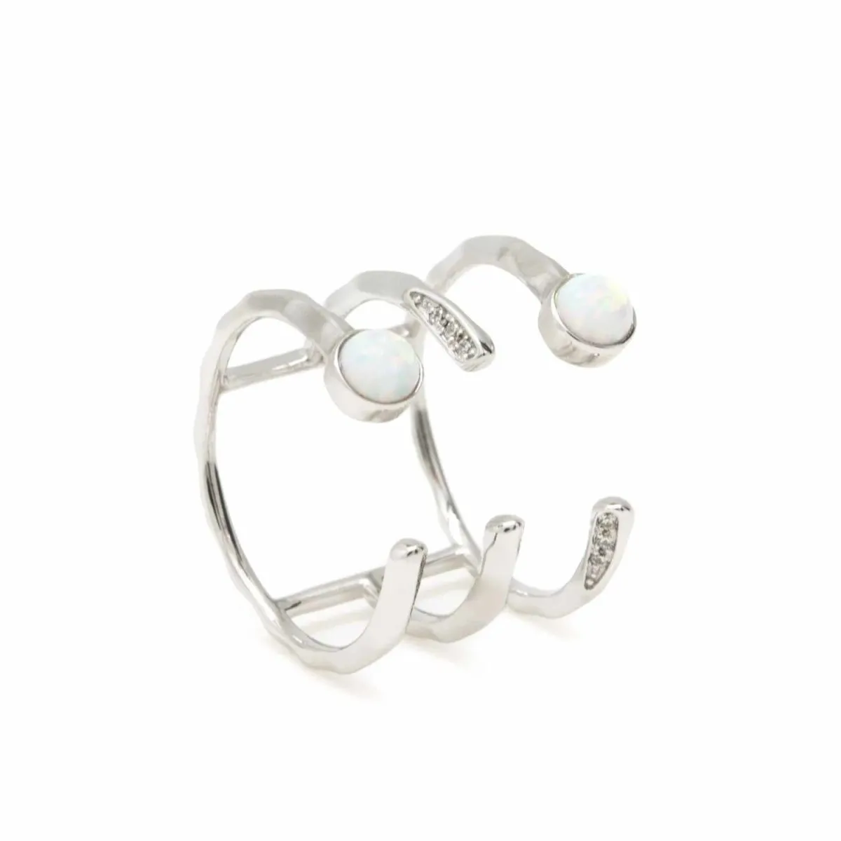 Anillos con piedras de plata con triple apertura