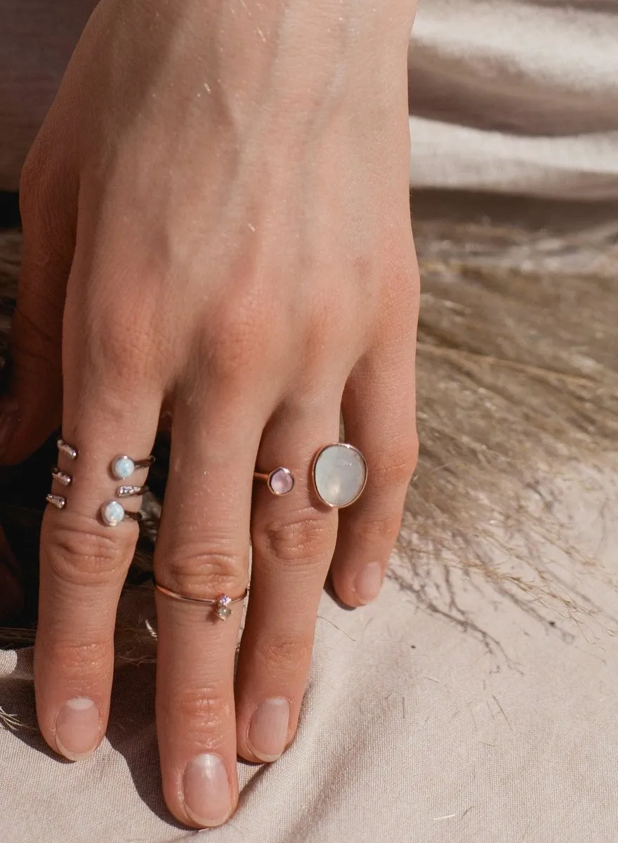 Anillos con piedras de plata con triple apertura