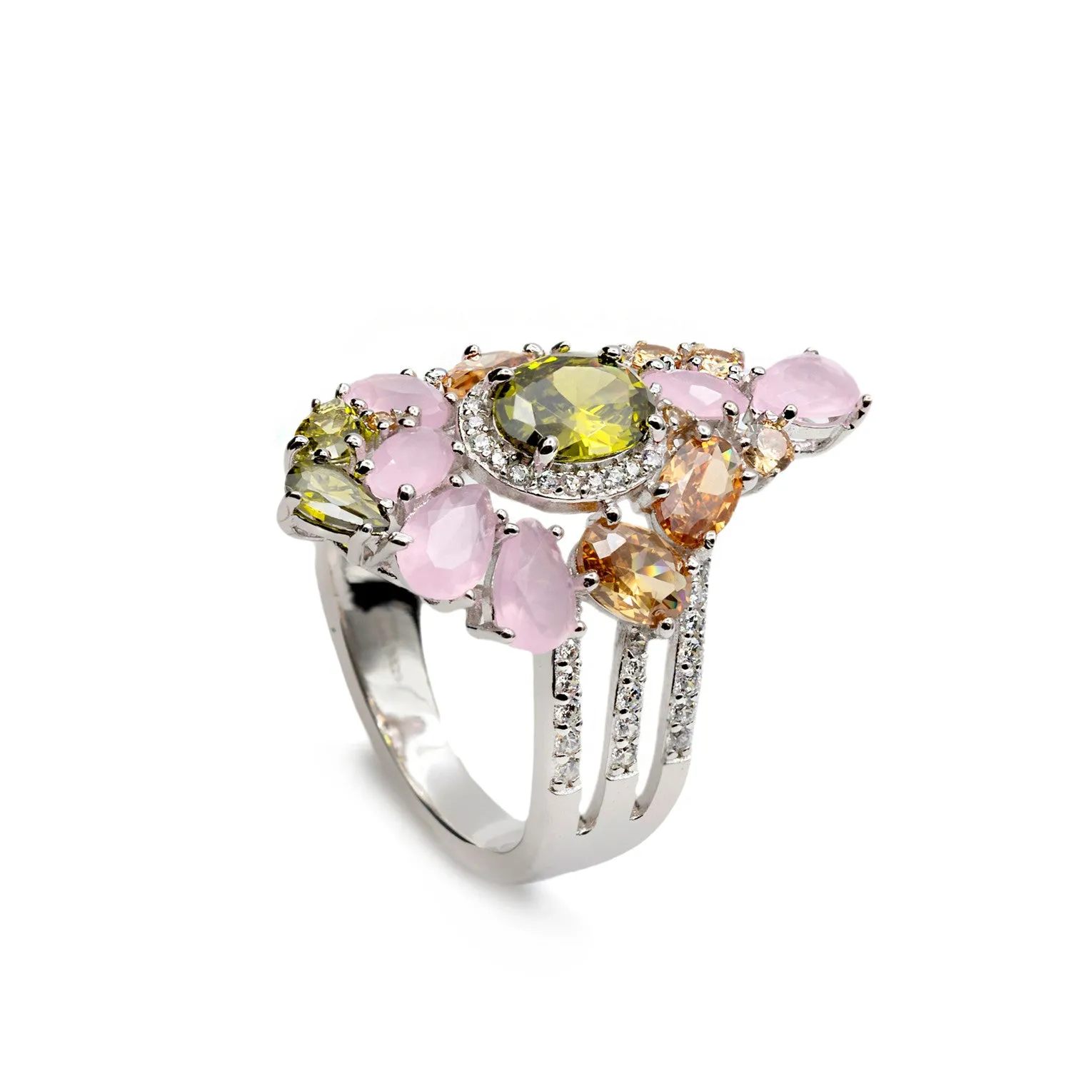 Anillos con piedras diseo barroco en tonos suaves