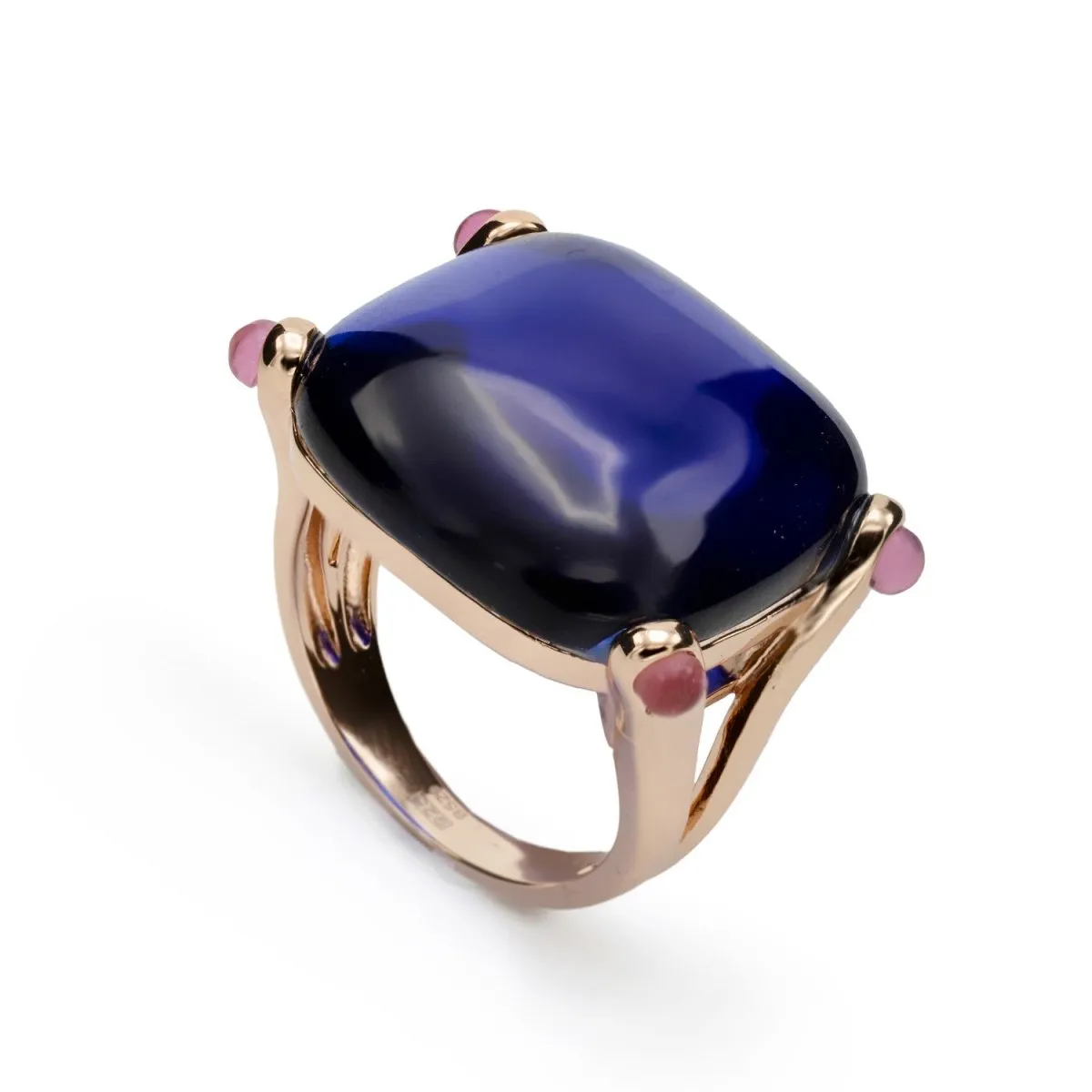 Anillos con piedras diseo cabouchón tono azul