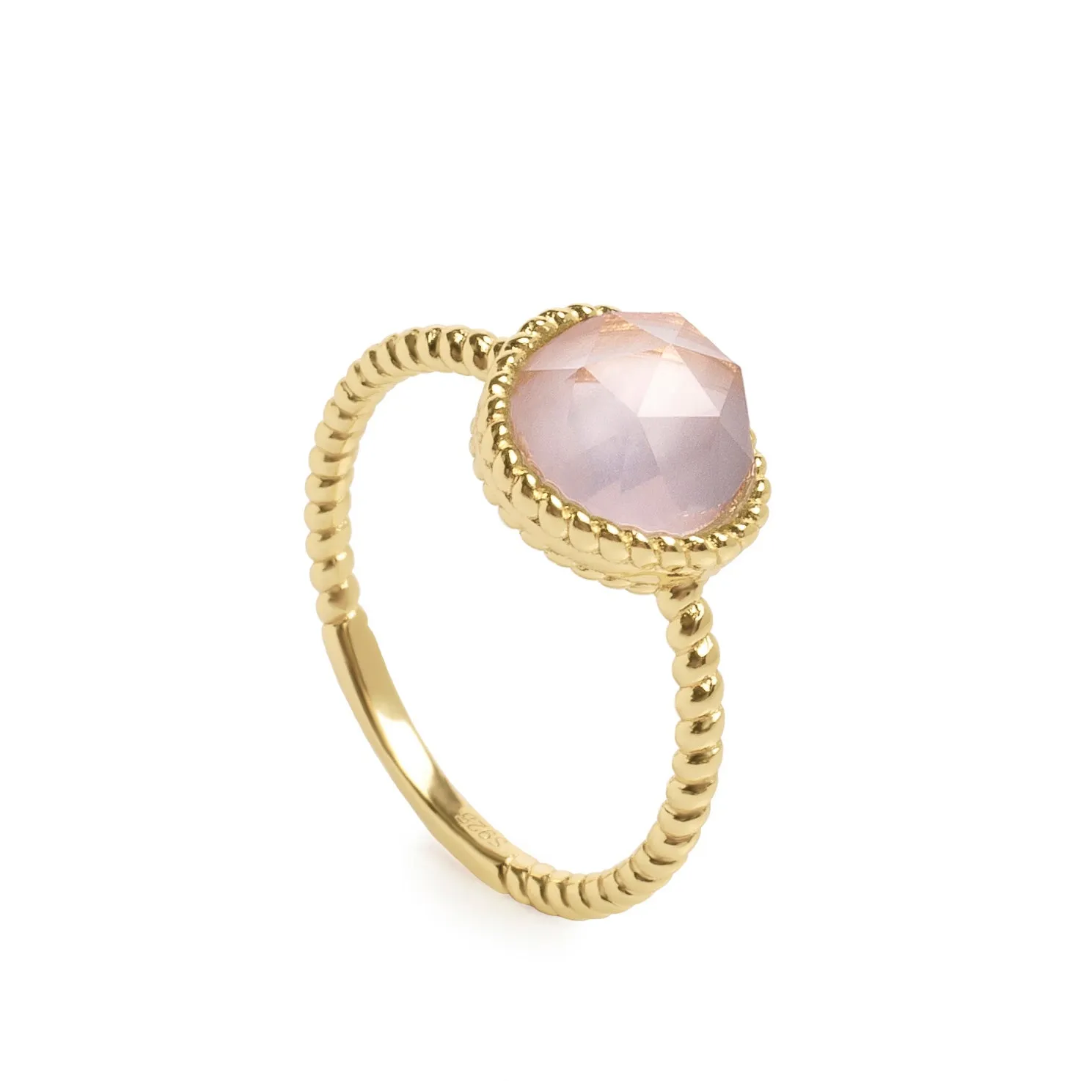 Anillos con piedras diseo cuarzo rosa irregular