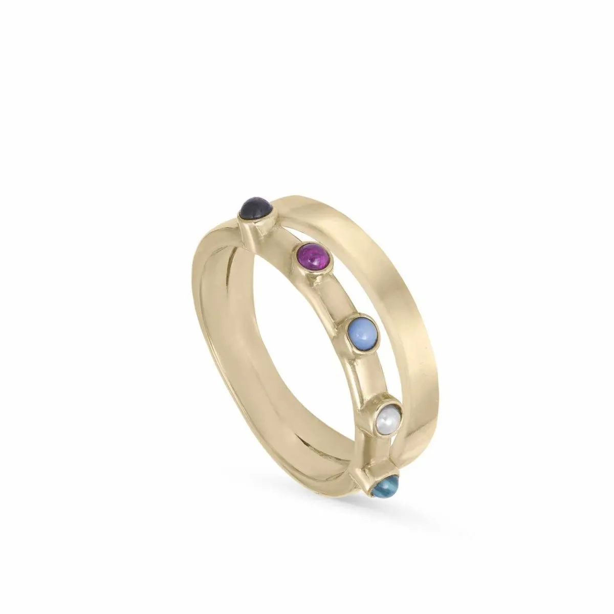 Anillos con piedras diseo de cinco gemas y una perla