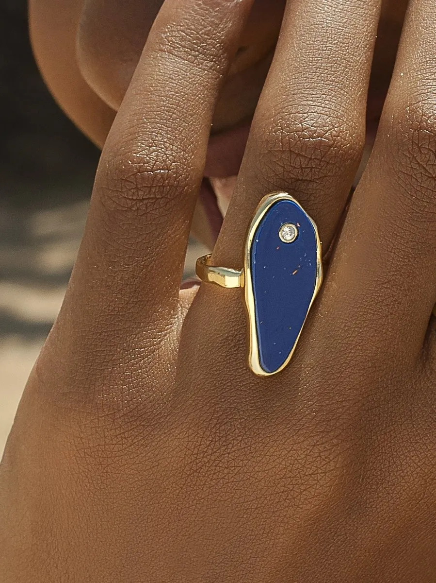 Anillos con piedras diseo irregular de lapislázuli
