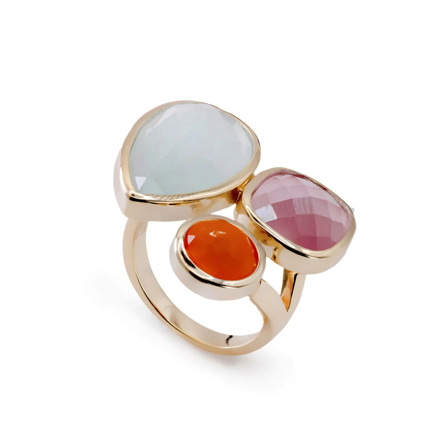 Anillos con piedras diseo lágrima cuarzo rosa
