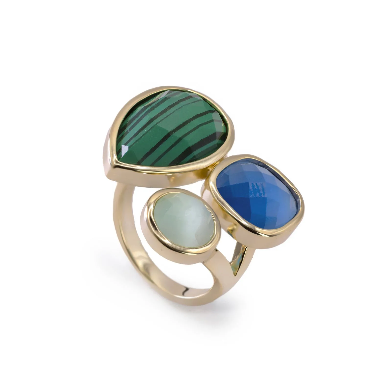 Anillos con piedras diseo lágrima malaquita