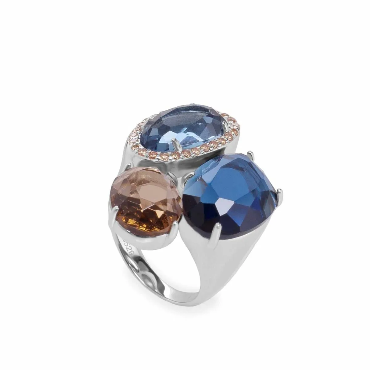 Anillos con piedras diseo triple cuarzo adamantino