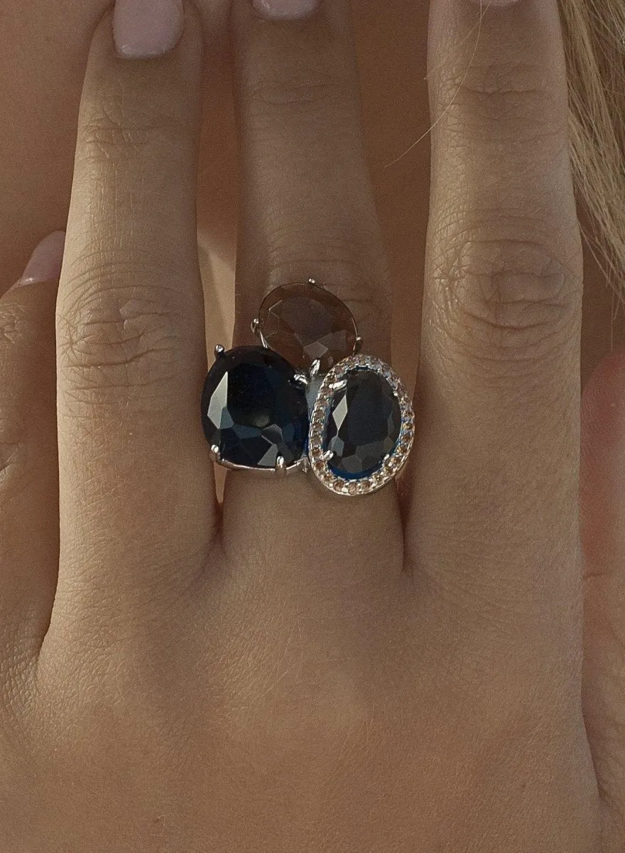 Anillos con piedras diseo triple cuarzo adamantino