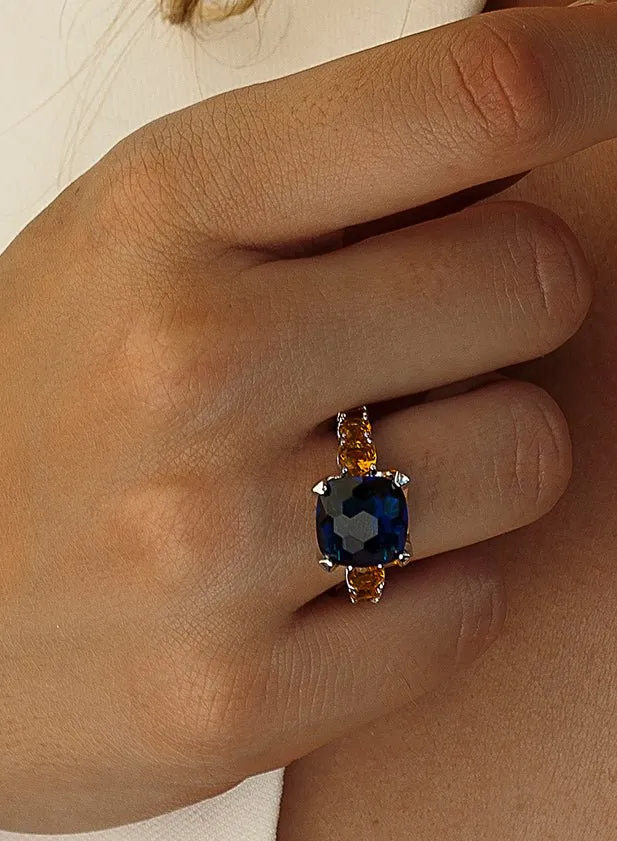 Anillos con piedras en plata cuarzo adamantino azul