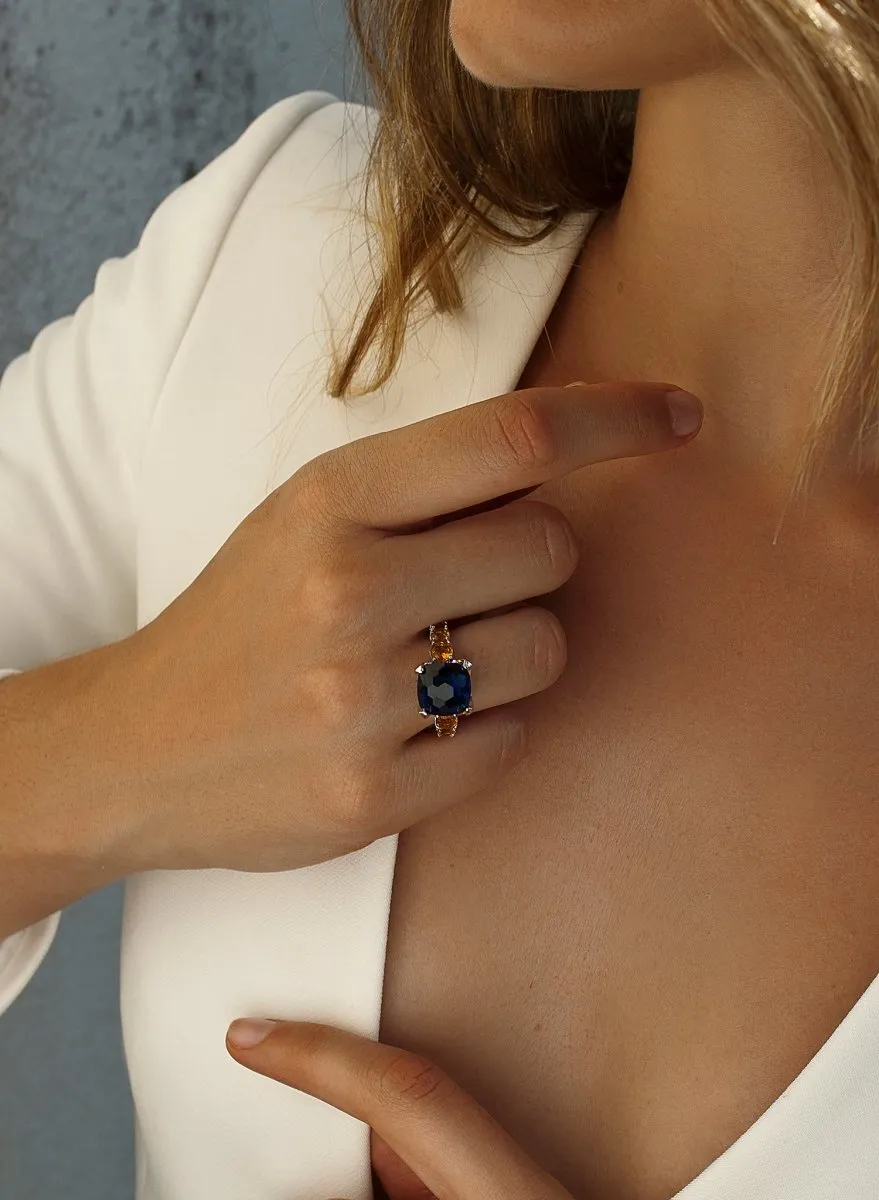 Anillos con piedras en plata cuarzo adamantino azul