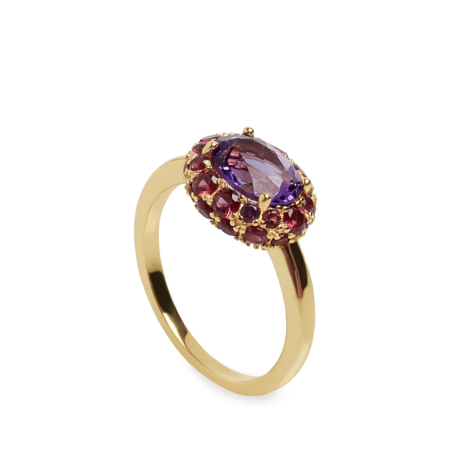 Anillos con piedras motivo central en tonos violeta y rosados