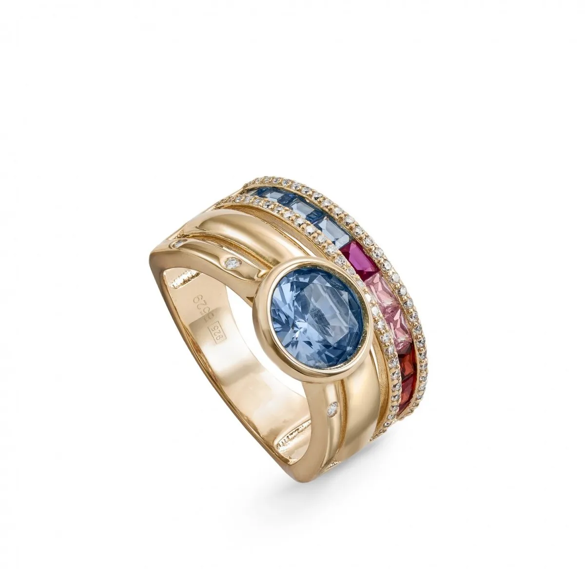 Anillos con piedras motivo central redondo tono azul