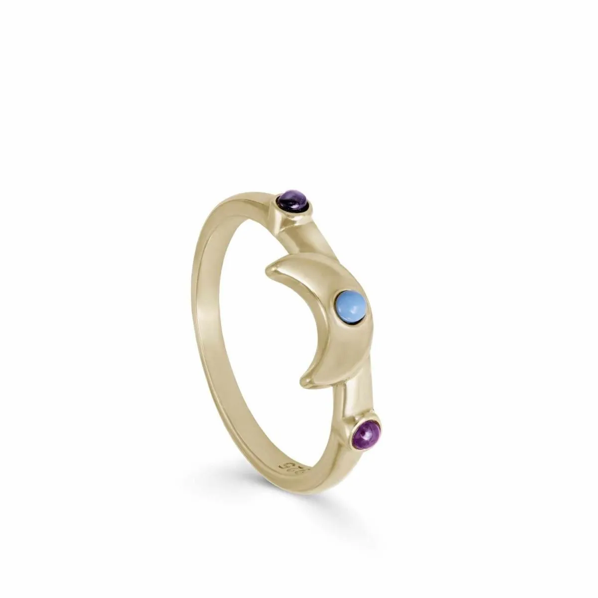 Anillos con piedras motivo de luna baado en oro