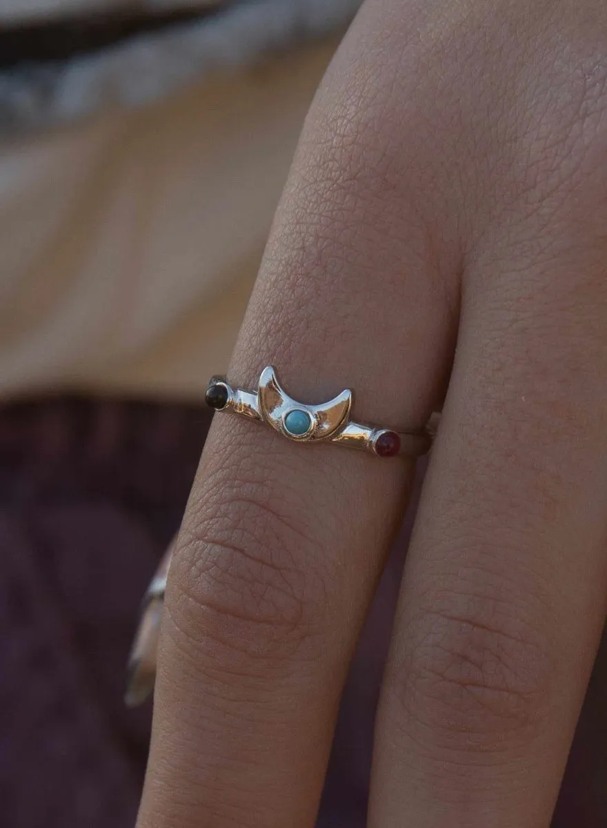 Anillos con piedras motivo de luna baado en oro