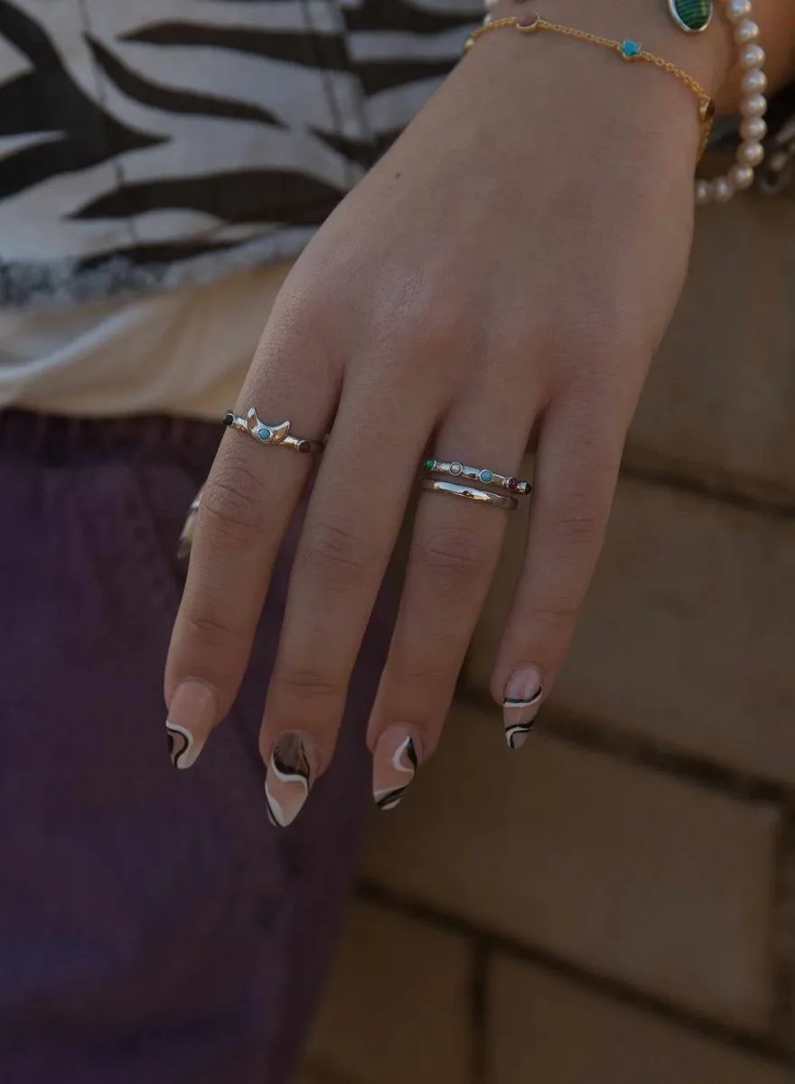 Anillos con piedras motivo de luna baado en oro