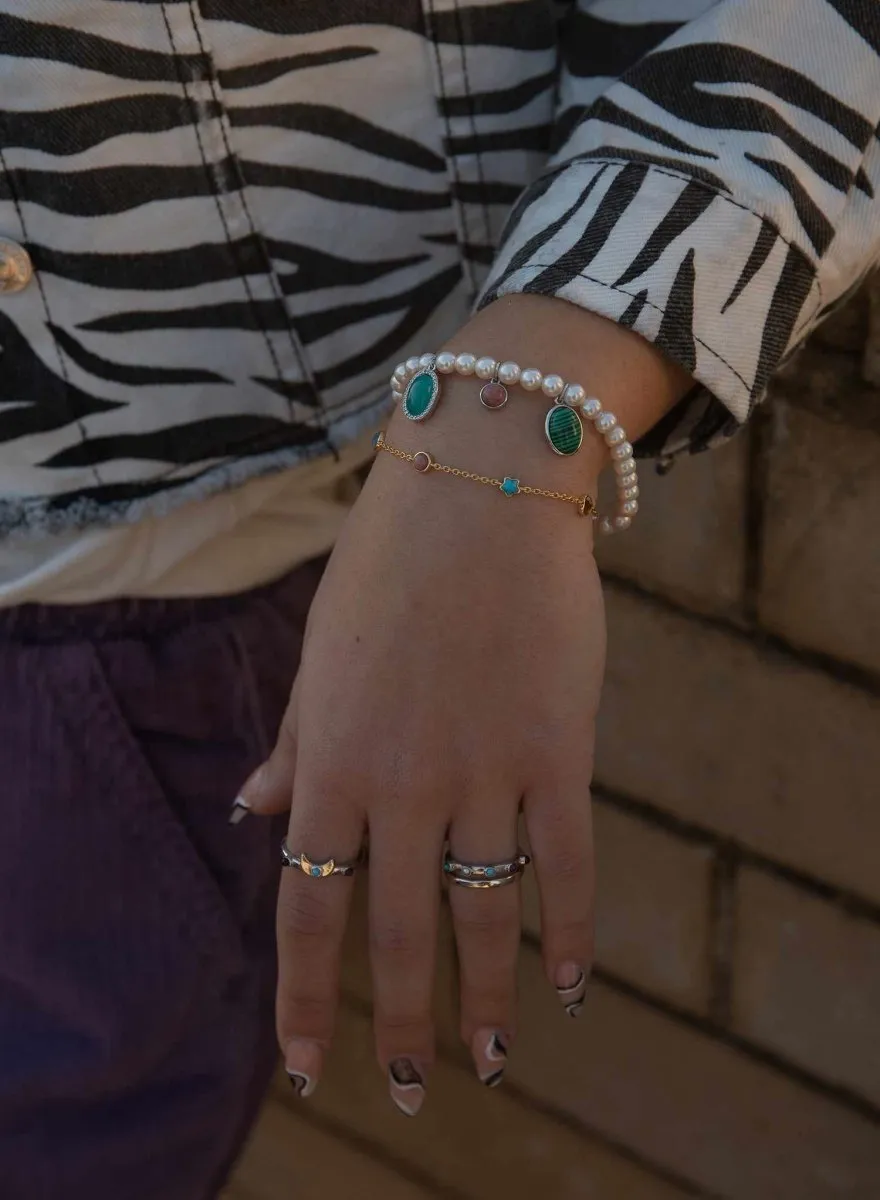 Anillos con piedras motivo de luna baado en oro