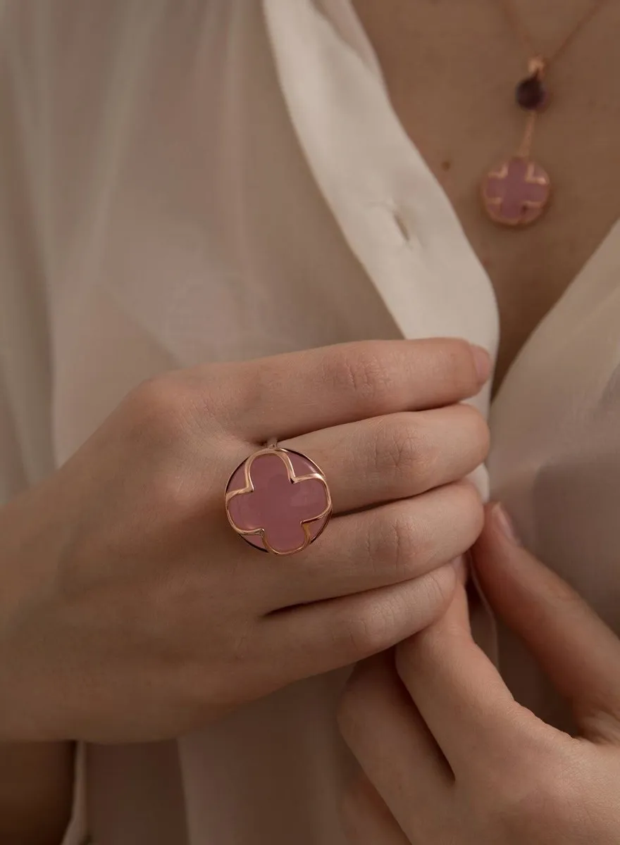 Anillos con piedras motivo diseo de flor rosa