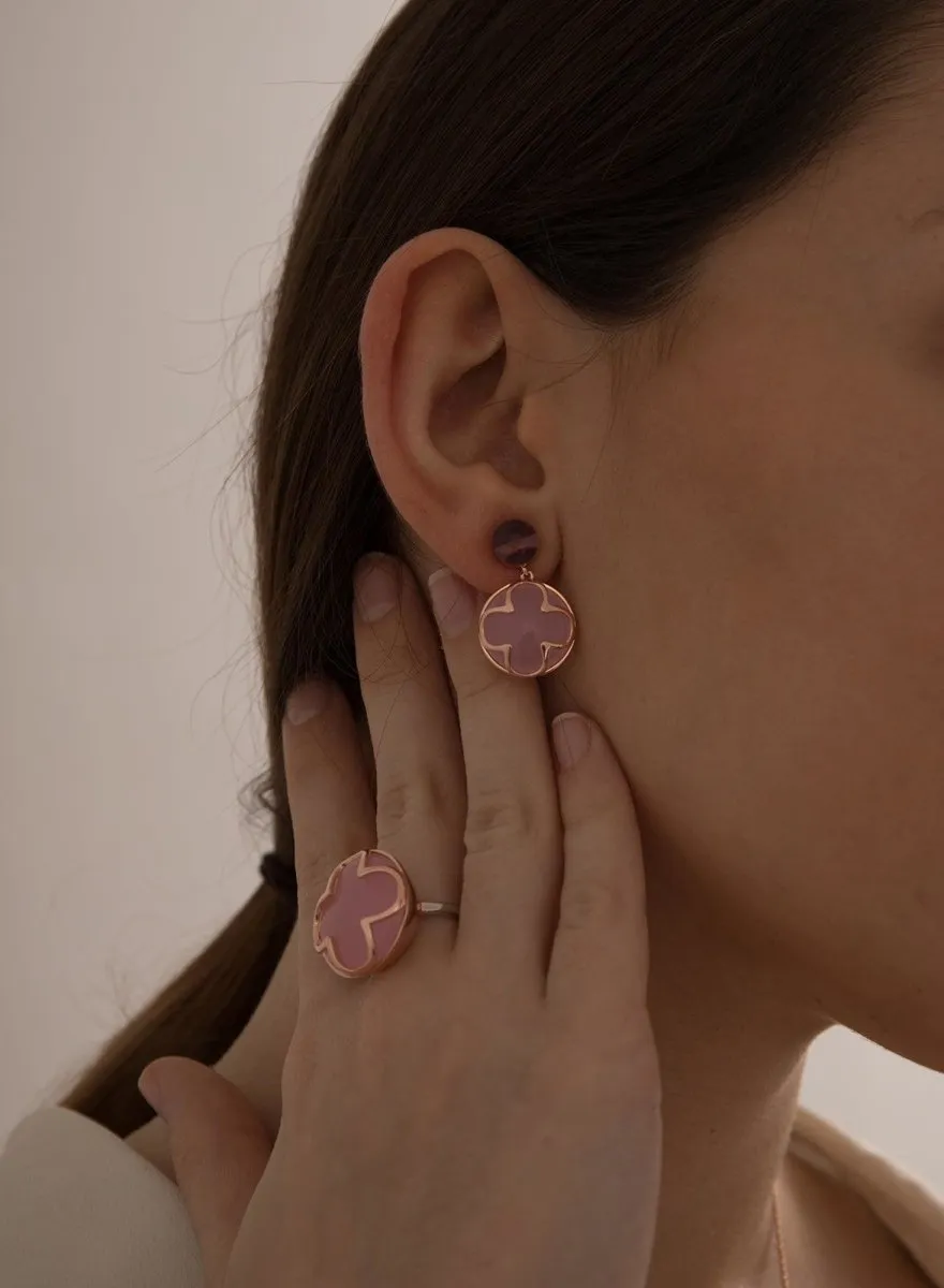 Anillos con piedras motivo diseo de flor rosa