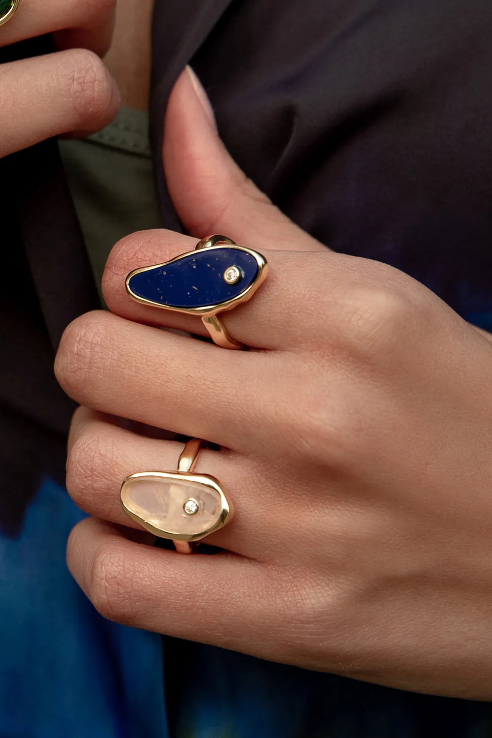 Anillos con piedras naturales de diseo irregular
