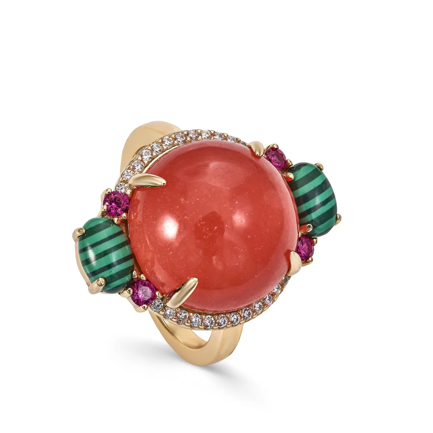 Anillos con piedras naturales diseo circular tono naranja