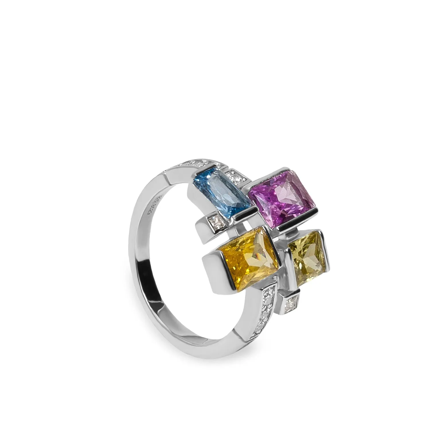 Anillos con piedras talla esmeralda multicolor