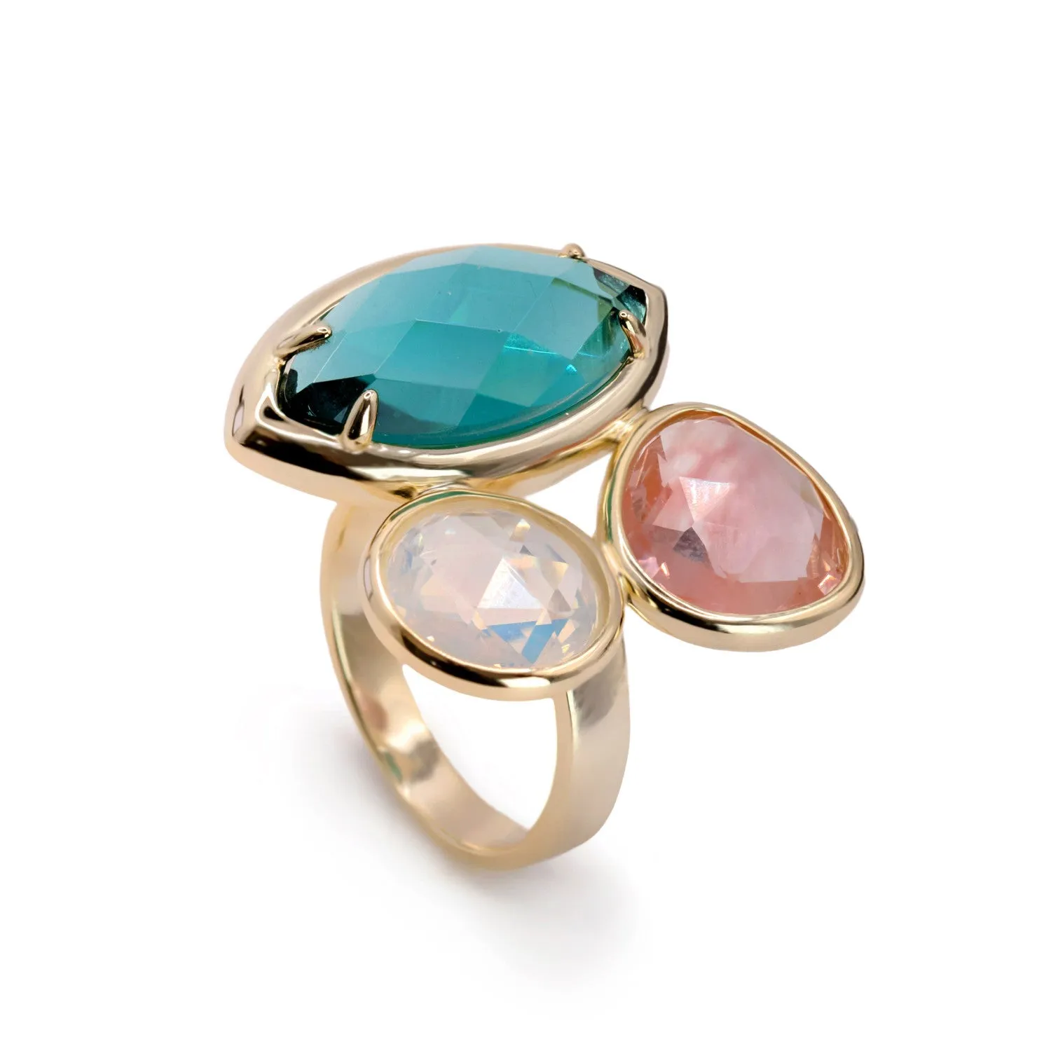 Anillos con piedras talla marquesa tono turquesa