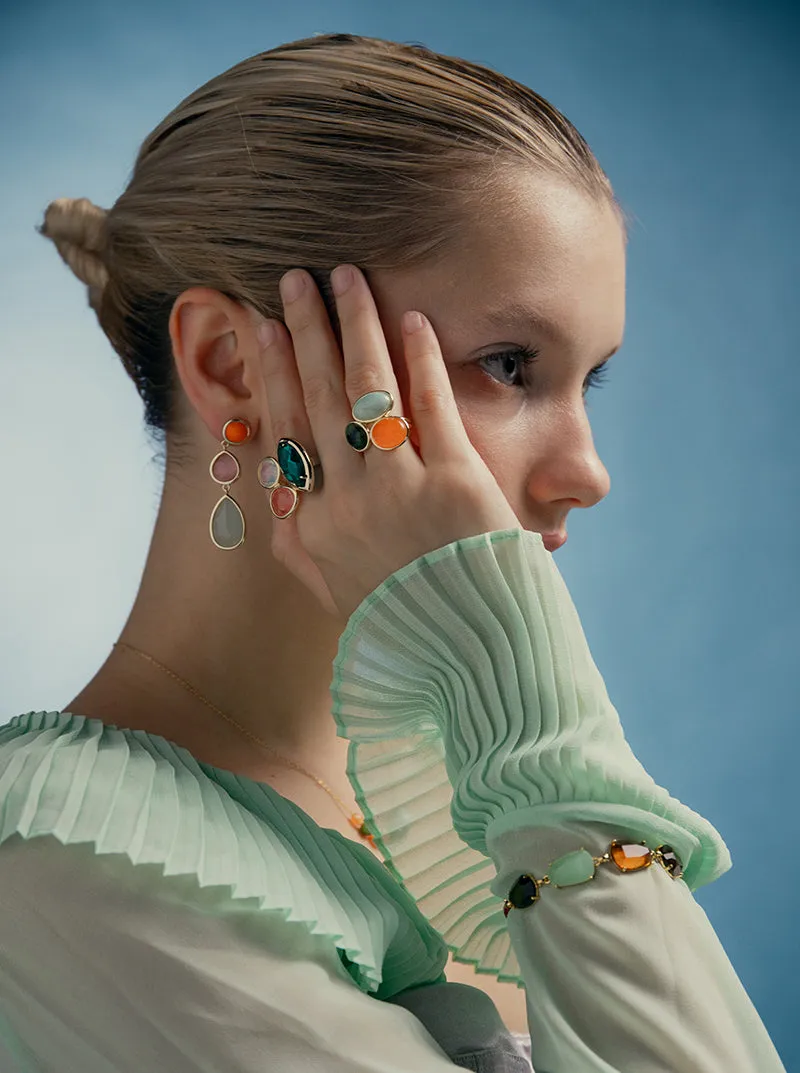 Anillos con piedras talla marquesa tono turquesa