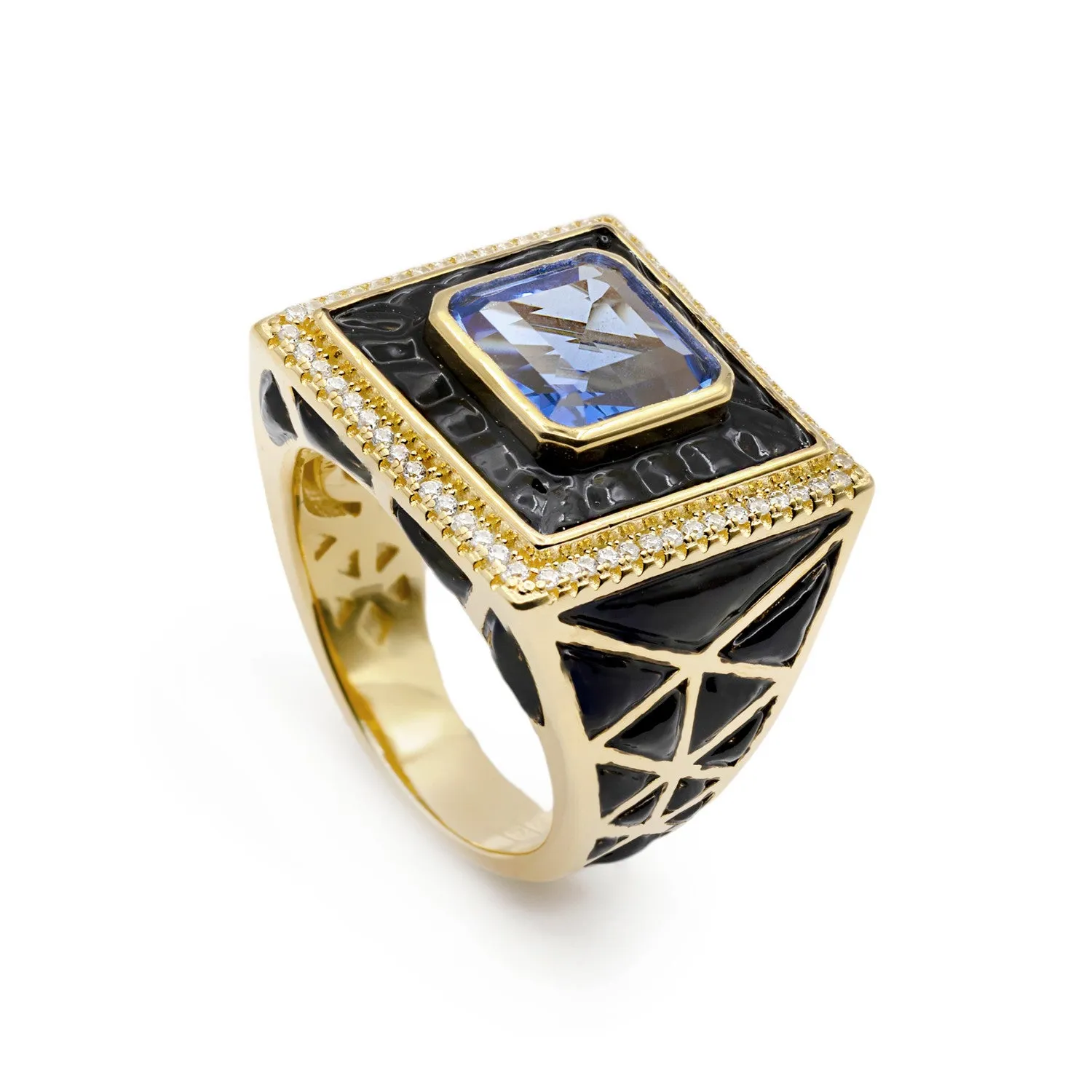 Anillos con piedras tono zafiro estilo étnico