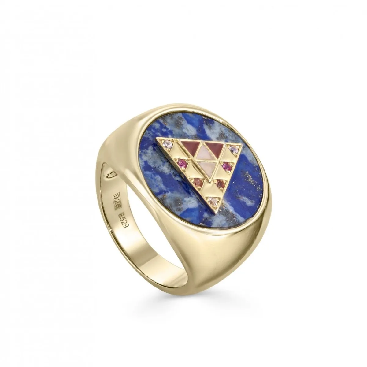 Anillos con piedras y malachite diseo motivo de pirámide con circonitas
