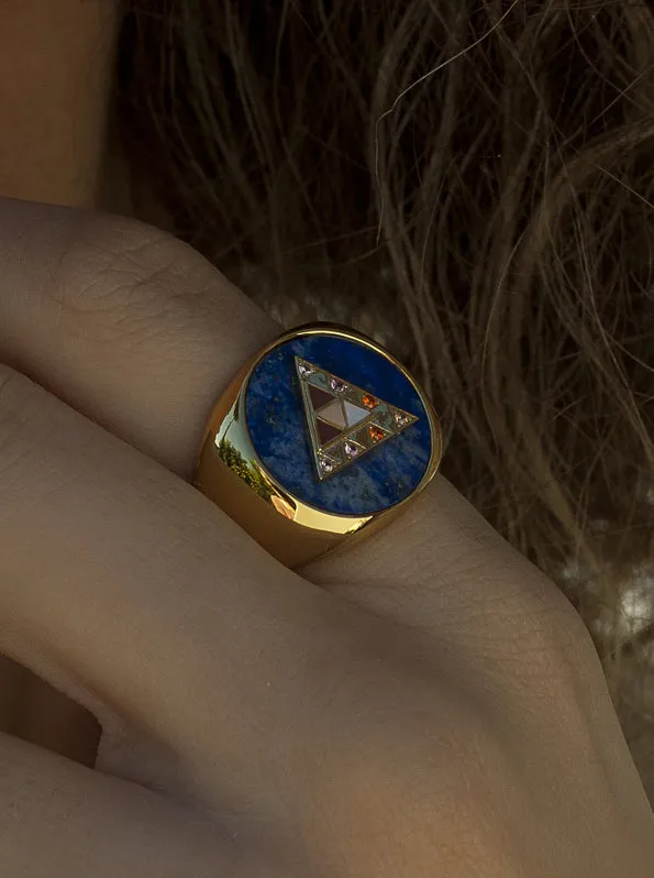 Anillos con piedras y malachite diseo motivo de pirámide con circonitas