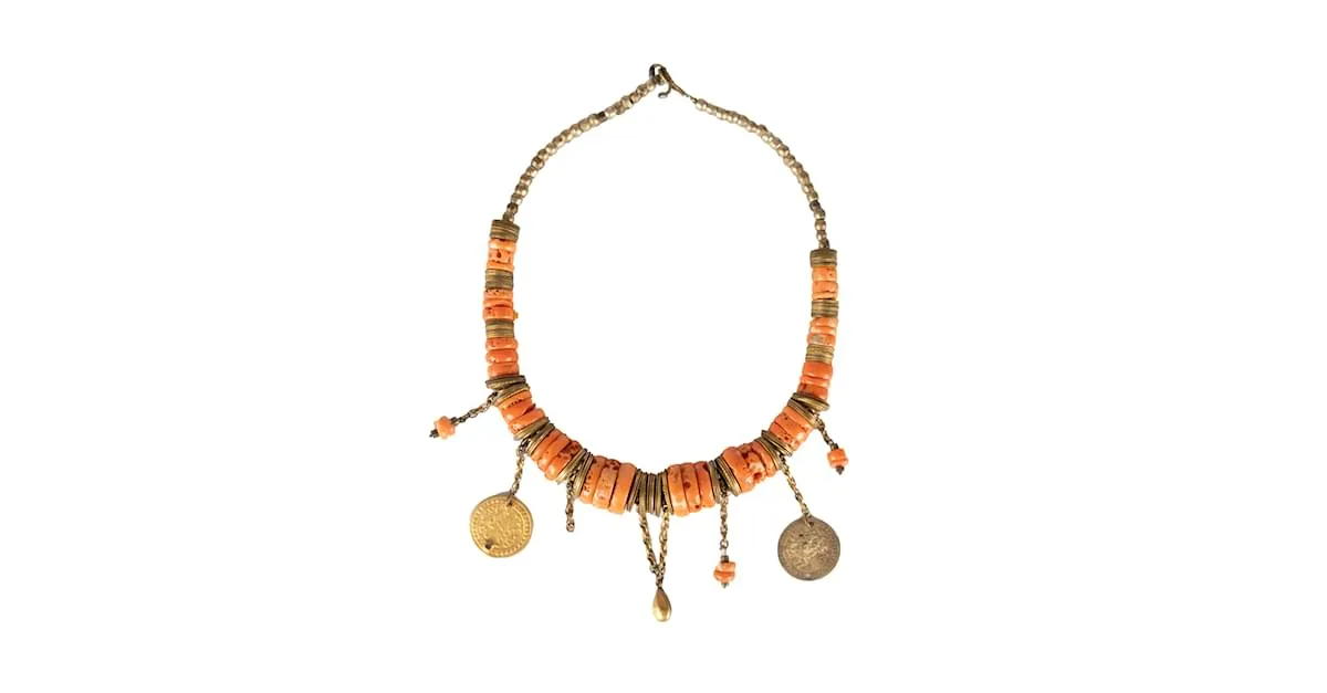 Autre Marque Colección Privée Collar de Piedras con Monedas Naranja 
