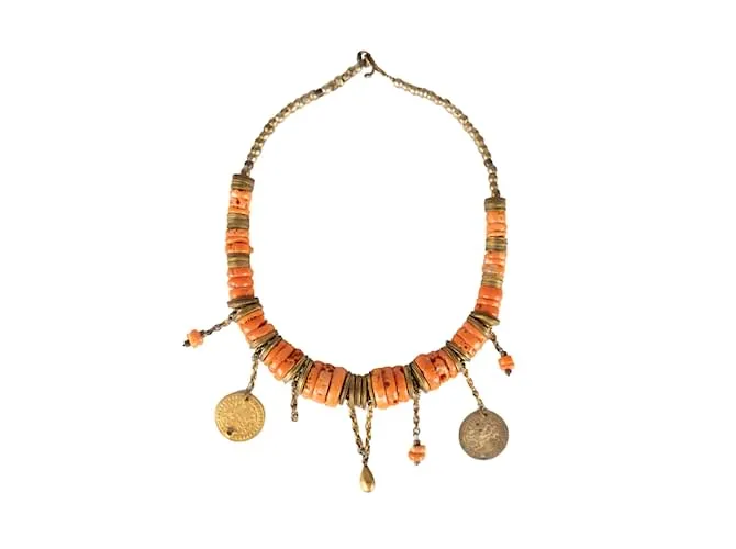 Autre Marque Colección Privée Collar de Piedras con Monedas Naranja 
