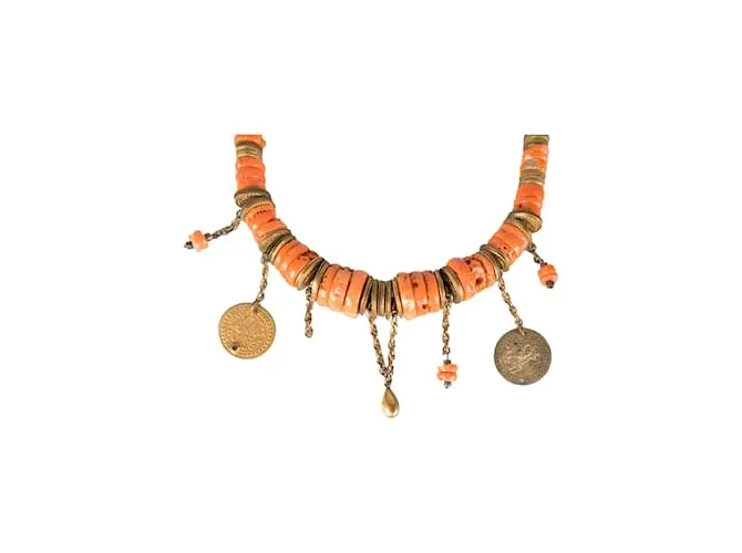 Autre Marque Colección Privée Collar de Piedras con Monedas Naranja 